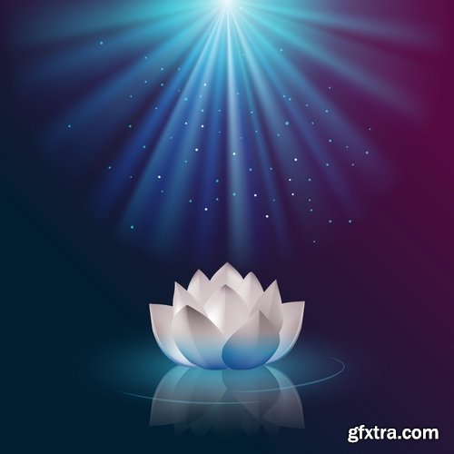 Collection of vector image lotus flower meditation a background flyer banner 25 EPS