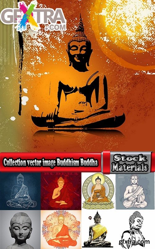 Collection vector image Buddhism Buddha statue religion prayer 25 EPS