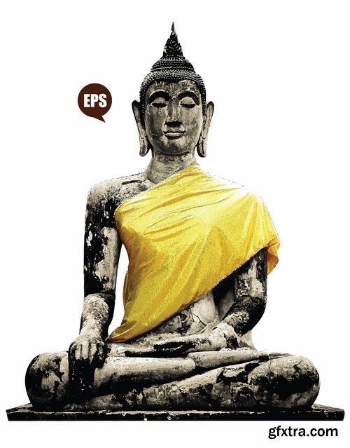 Collection vector image Buddhism Buddha statue religion prayer 25 EPS