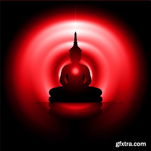 Collection vector image Buddhism Buddha statue religion prayer 25 EPS