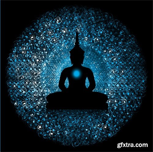 Collection vector image Buddhism Buddha statue religion prayer 25 EPS