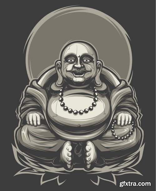 Collection vector image Buddhism Buddha statue religion prayer 25 EPS