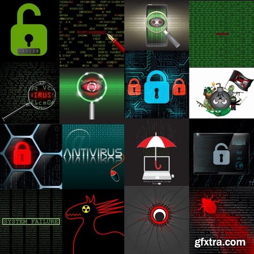 Collection vector picture computer security infographics 25 EPS