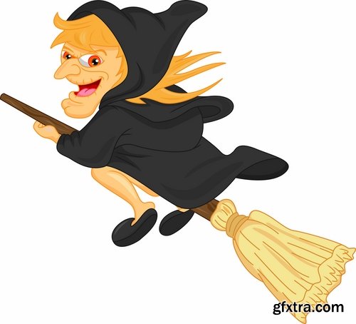 Collection picture vector cartoon witch magic sorceress 25 EPS