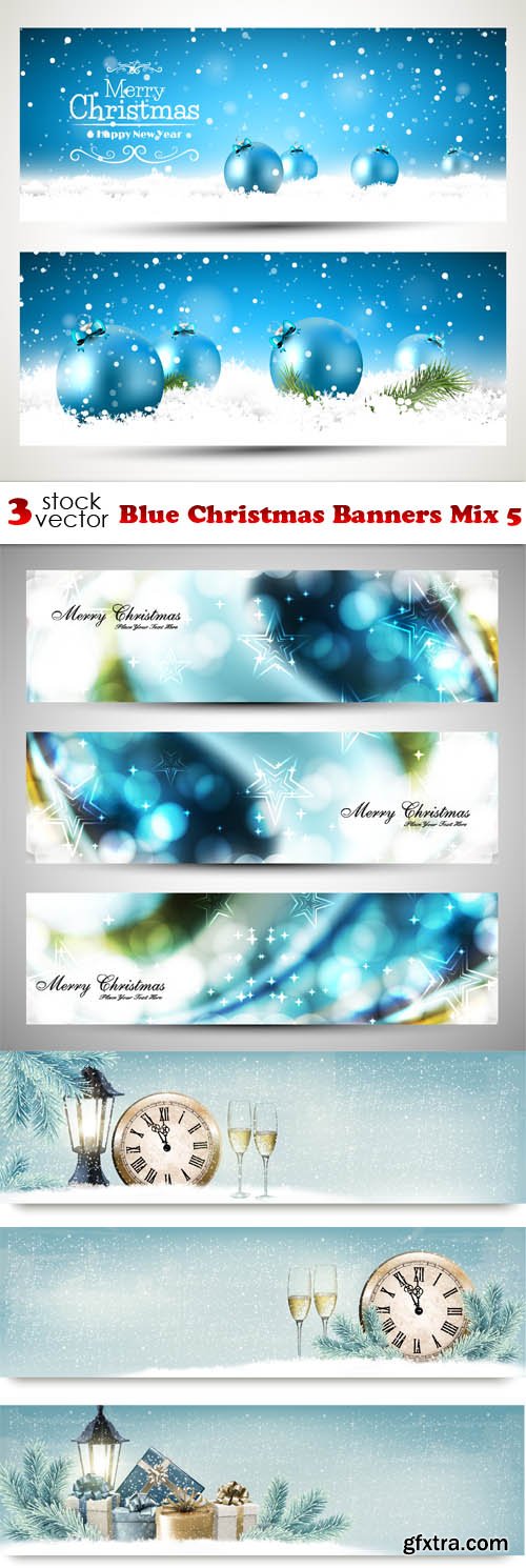 Vectors - Blue Christmas Banners Mix 5