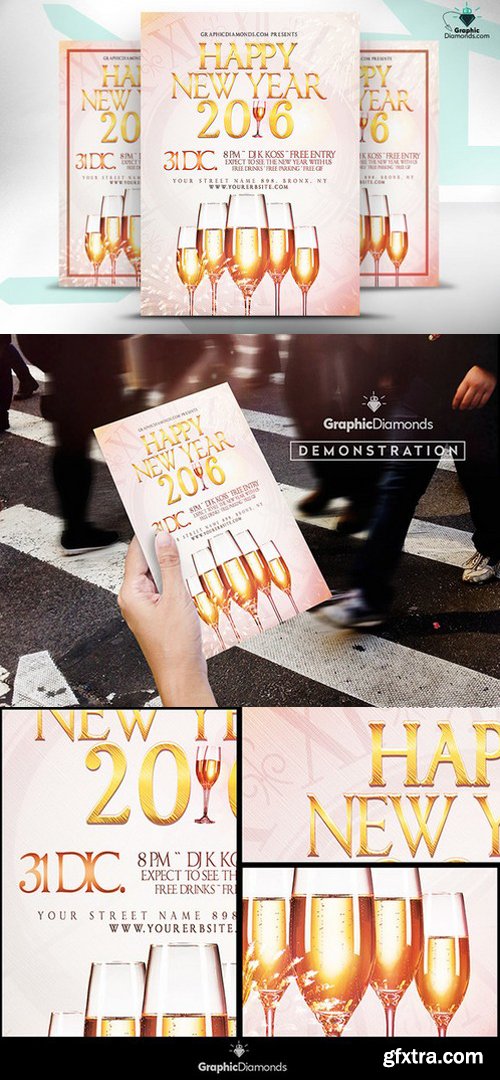 CM - Happy New Year 2016 Flyer PSD 427873