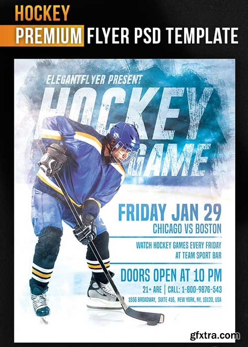 Hockey Flyer PSD Template + Facebook Cover