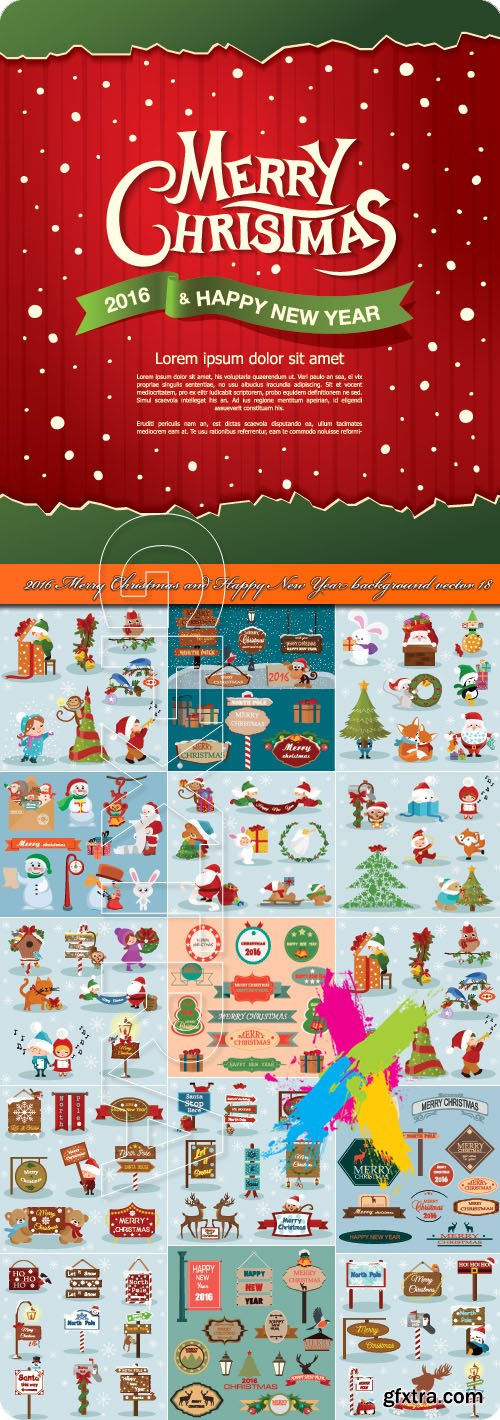 2016 Merry Christmas and Happy New Year background vector 18