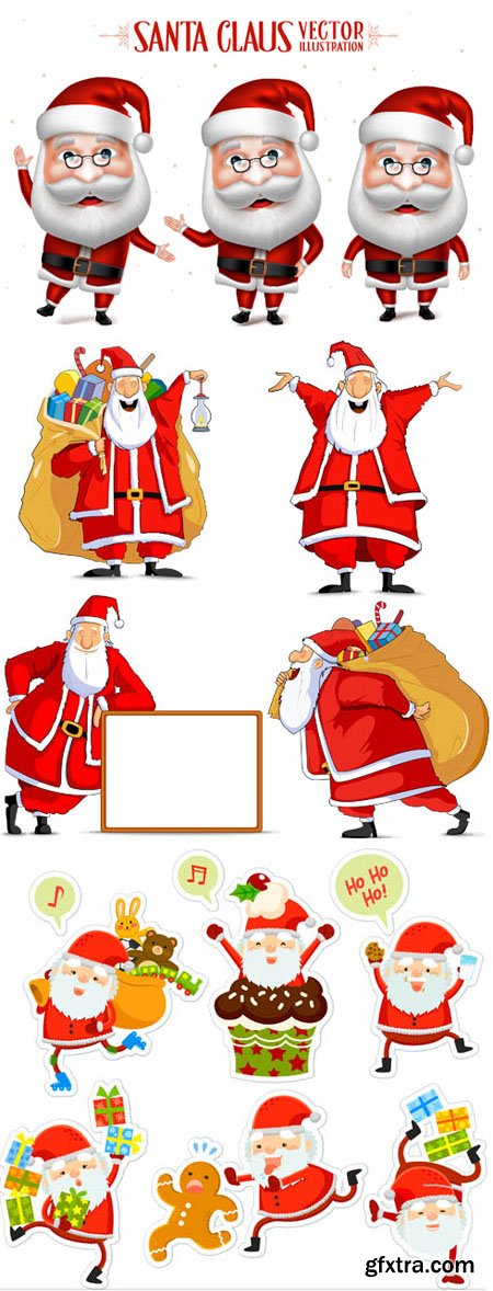 Cartoon Santa Clauses Vector Set