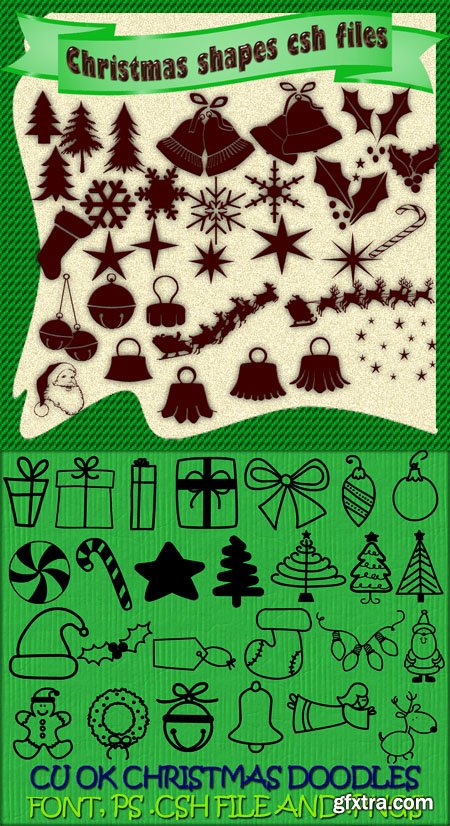 Christmas Doodles Shapes for Photoshop