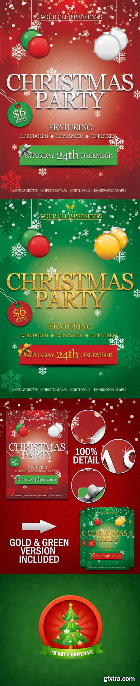 Christmas Party Flyer PSD Template + Christmas Tree PSD