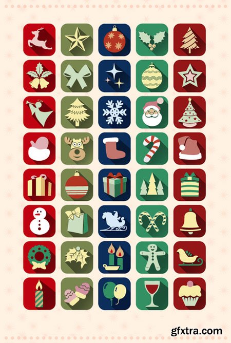 40 Christmas Icon Set in Vector