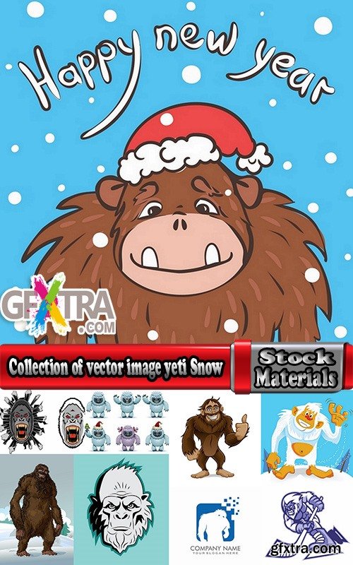 Collection of vector image yeti Snow man bigfoot cartoon 25 EPS