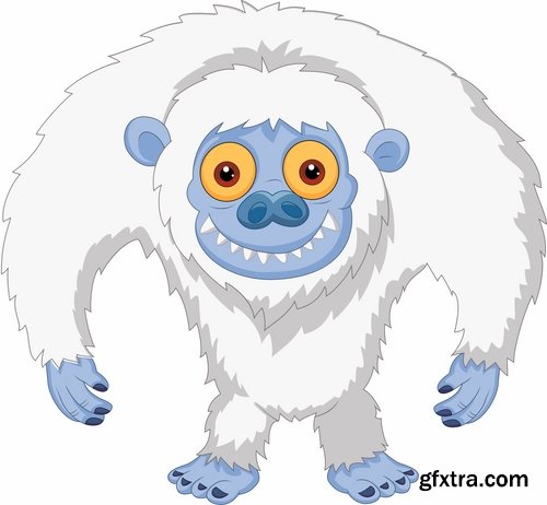 Collection of vector image yeti Snow man bigfoot cartoon 25 EPS