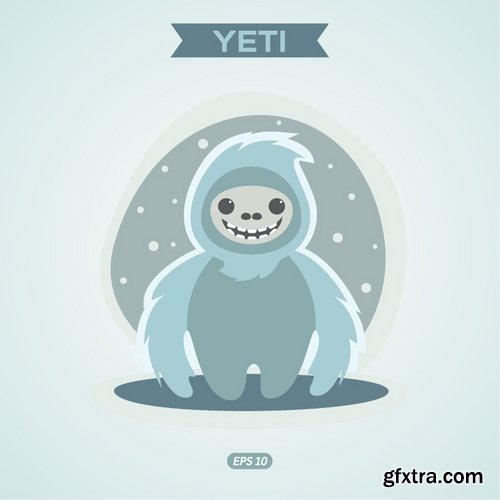 Collection of vector image yeti Snow man bigfoot cartoon 25 EPS