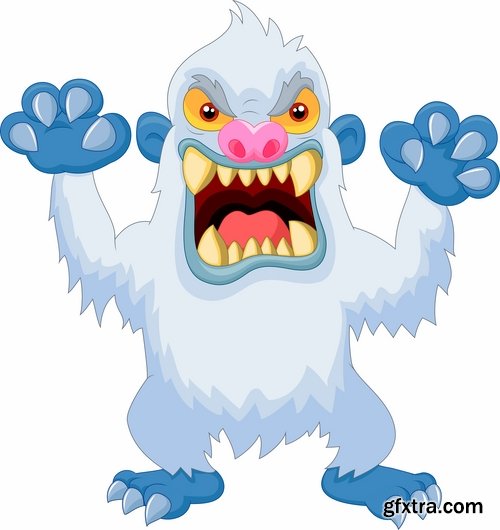 Collection of vector image yeti Snow man bigfoot cartoon 25 EPS