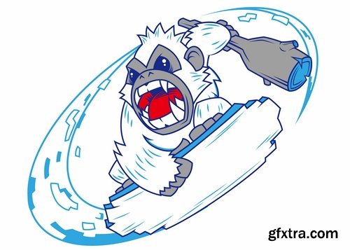 Collection of vector image yeti Snow man bigfoot cartoon 25 EPS