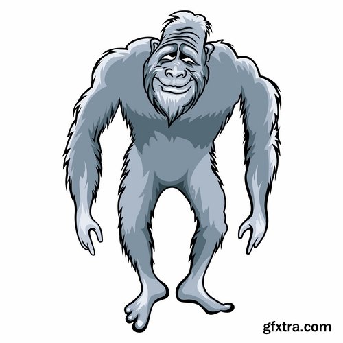 Collection of vector image yeti Snow man bigfoot cartoon 25 EPS