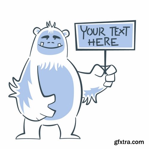 Collection of vector image yeti Snow man bigfoot cartoon 25 EPS