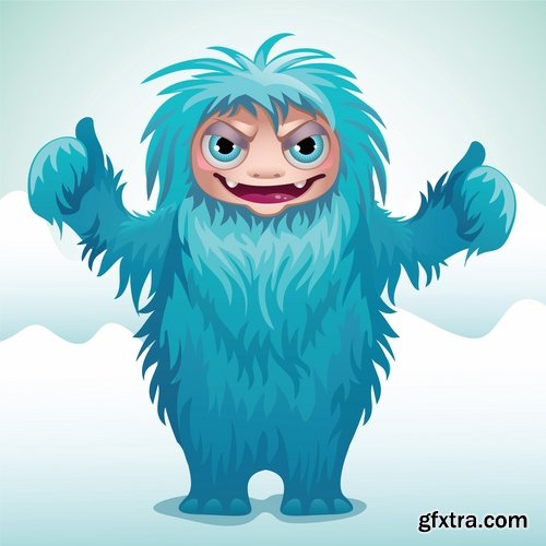 Collection of vector image yeti Snow man bigfoot cartoon 25 EPS