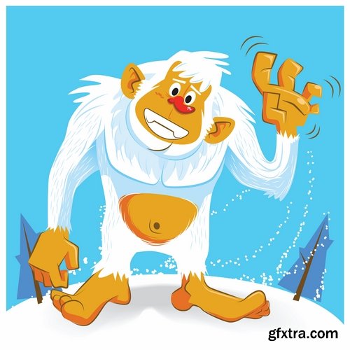 Collection of vector image yeti Snow man bigfoot cartoon 25 EPS