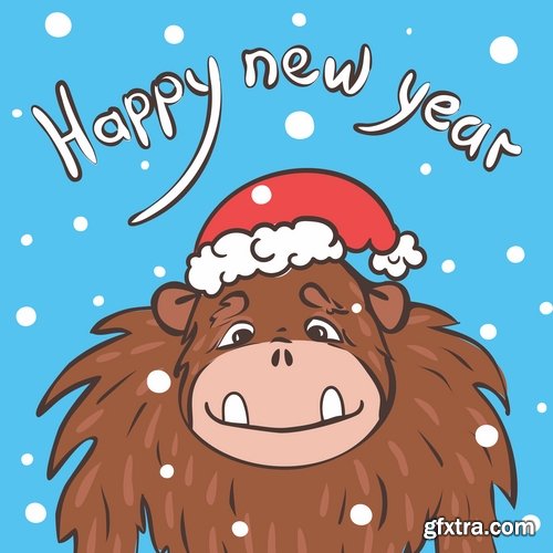 Collection of vector image yeti Snow man bigfoot cartoon 25 EPS