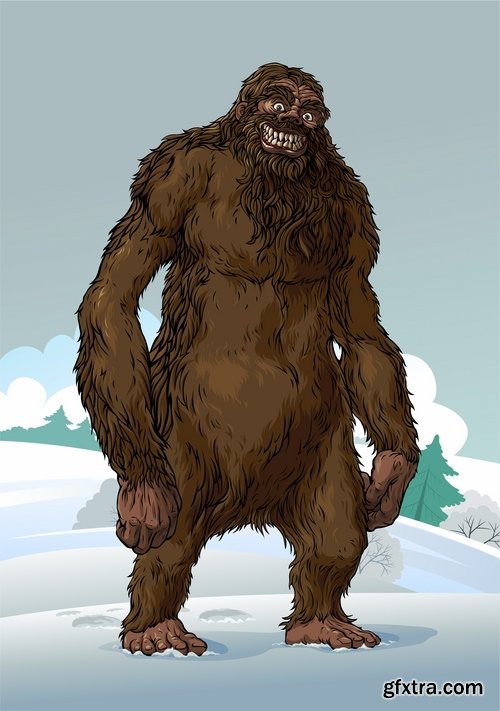 Collection of vector image yeti Snow man bigfoot cartoon 25 EPS