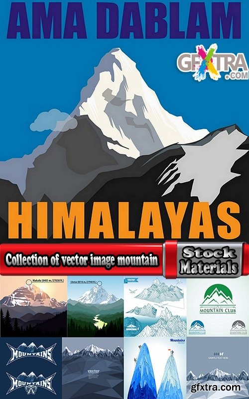 Collection of vector image mountain mountains nepal a background 25 EPS