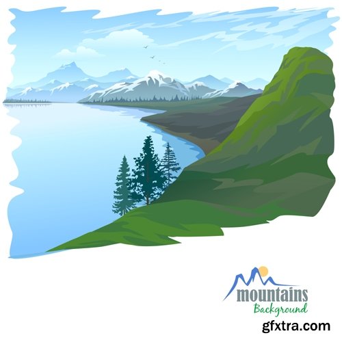 Collection of vector image mountain mountains nepal a background 25 EPS