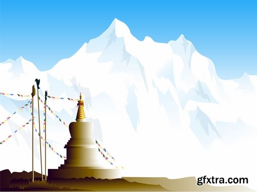 Collection of vector image mountain mountains nepal a background 25 EPS