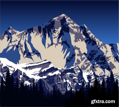 Collection of vector image mountain mountains nepal a background 25 EPS