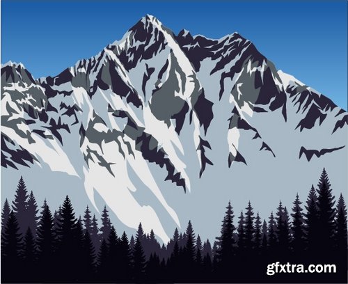 Collection of vector image mountain mountains nepal a background 25 EPS