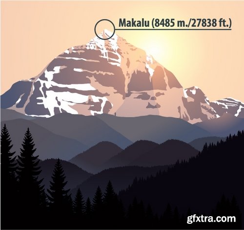 Collection of vector image mountain mountains nepal a background 25 EPS