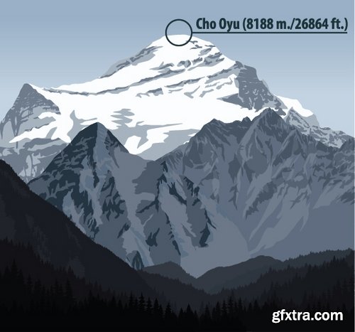 Collection of vector image mountain mountains nepal a background 25 EPS