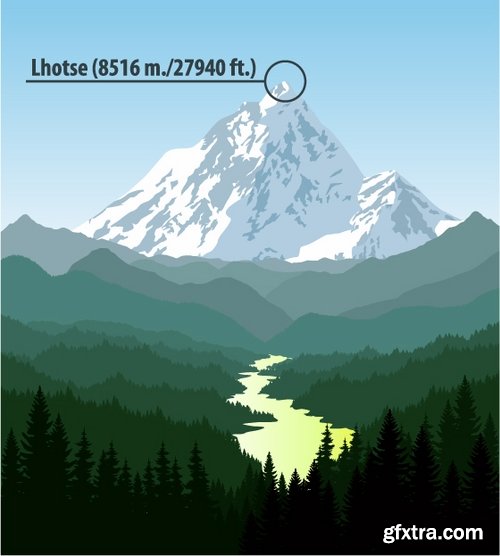 Collection of vector image mountain mountains nepal a background 25 EPS