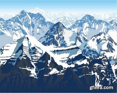 Collection of vector image mountain mountains nepal a background 25 EPS