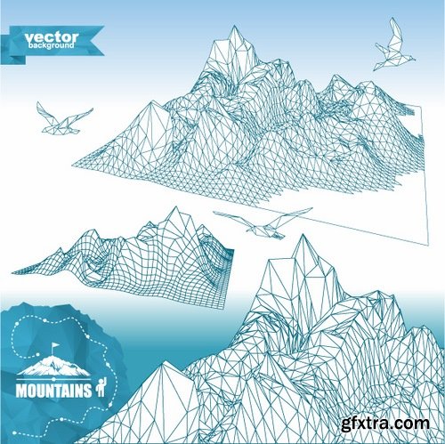 Collection of vector image mountain mountains nepal a background 25 EPS