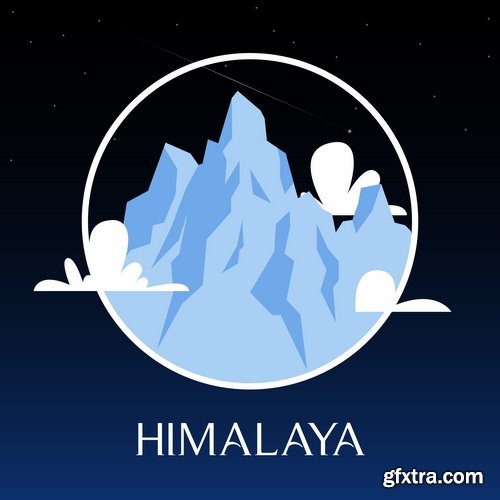 Collection of vector image mountain mountains nepal a background 25 EPS