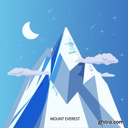 Collection of vector image mountain mountains nepal a background 25 EPS