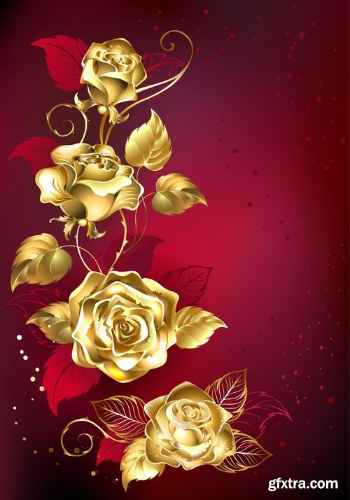 Collection of vector golden rose a background picture flyer banner 25 EPS