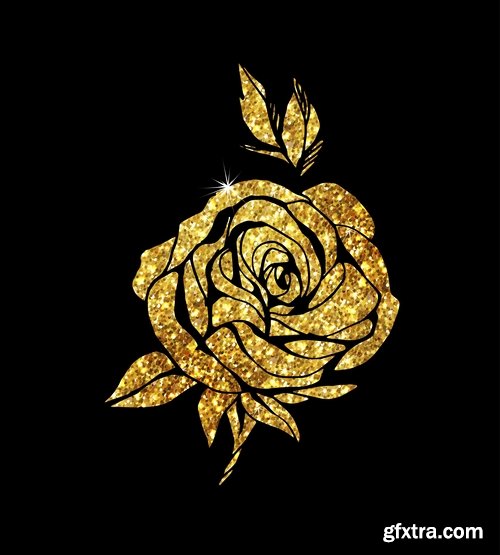 Collection of vector golden rose a background picture flyer banner 25 EPS