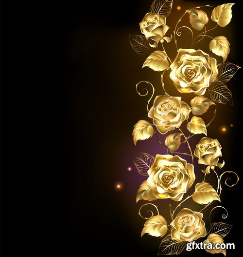 Collection of vector golden rose a background picture flyer banner 25 EPS