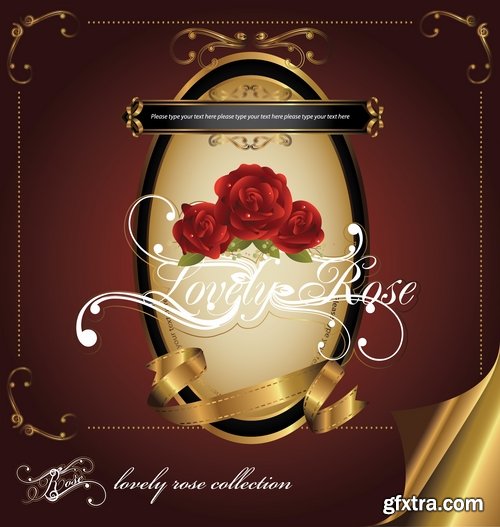 Collection of vector golden rose a background picture flyer banner 25 EPS