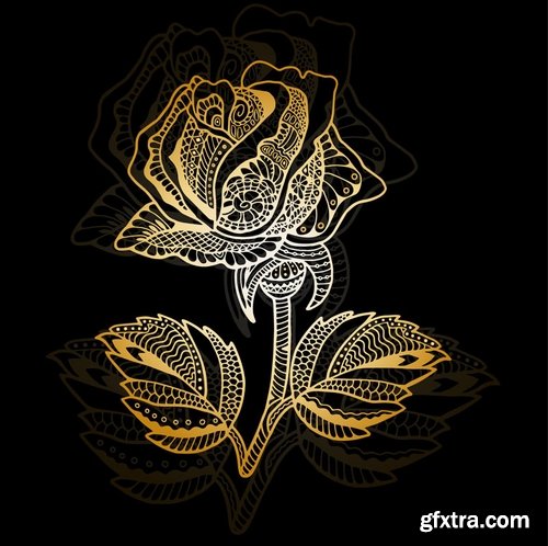 Collection of vector golden rose a background picture flyer banner 25 EPS