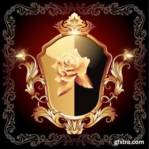 Collection of vector golden rose a background picture flyer banner 25 EPS