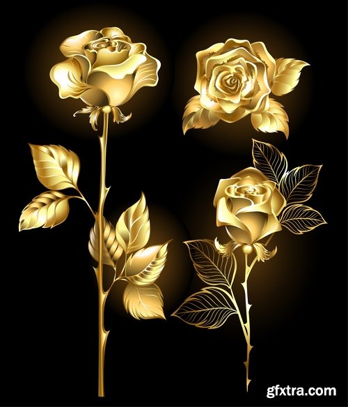 Collection of vector golden rose a background picture flyer banner 25 EPS