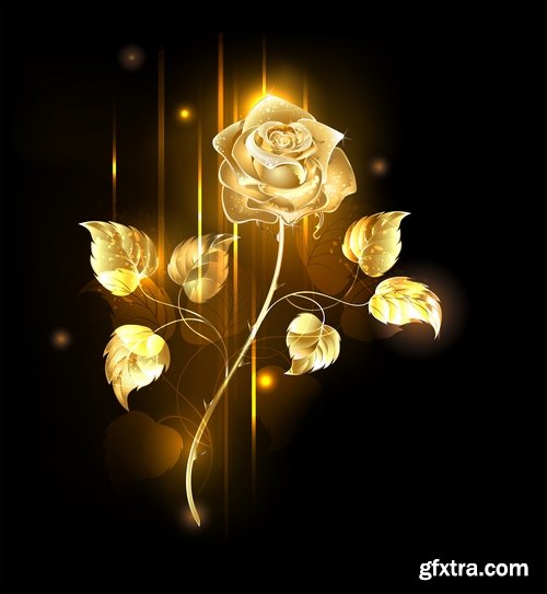 Collection of vector golden rose a background picture flyer banner 25 EPS