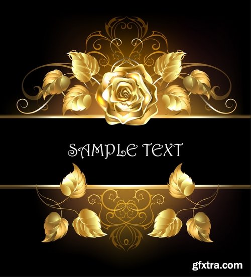 Collection of vector golden rose a background picture flyer banner 25 EPS