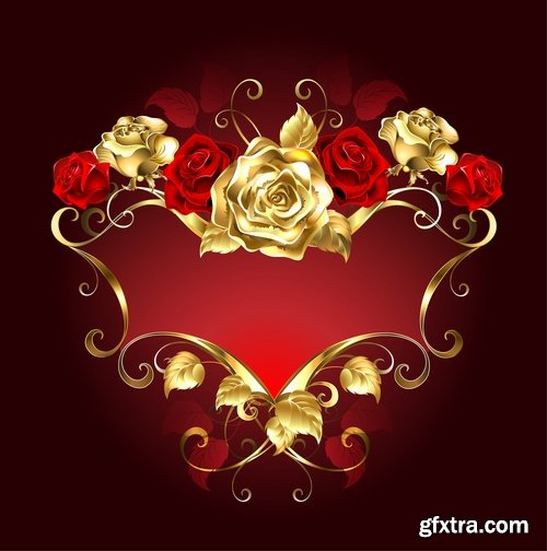 Collection of vector golden rose a background picture flyer banner 25 EPS