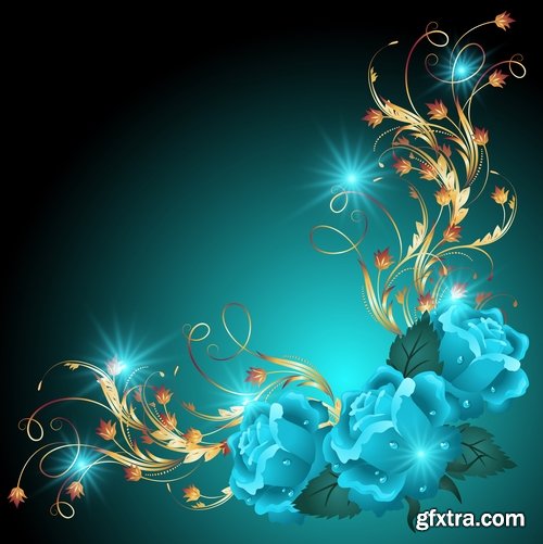 Collection of vector golden rose a background picture flyer banner 25 EPS